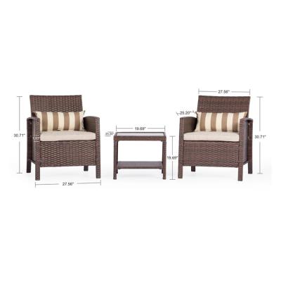 China Rattan Sofa Set Outdoor Patio Furniture 3pc Garden Sofa Bistros for sale