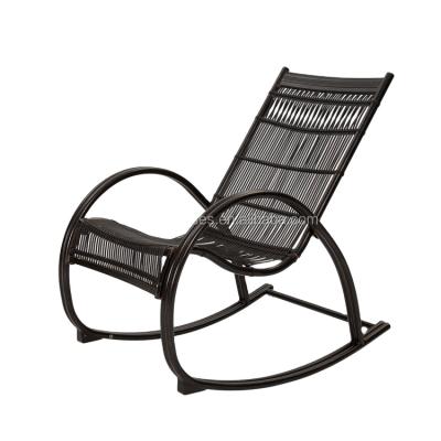 China In Stock Outdoor Black Aluminum Wicker Rattan Rocking Chair for sale