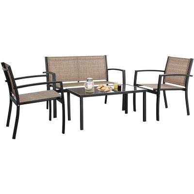 China 4 Piece Modern Metal Small Garden Outdoor Patio Dining Conversation Furniture Set With Tea Table for sale