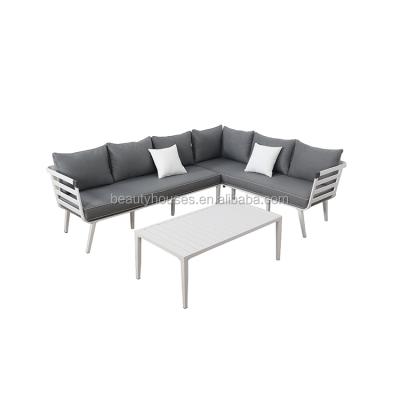 China 2019 Modern Outdoor Furniture NEW Luxury Corner Sofa Sets White Aluminum Sofa Set for sale