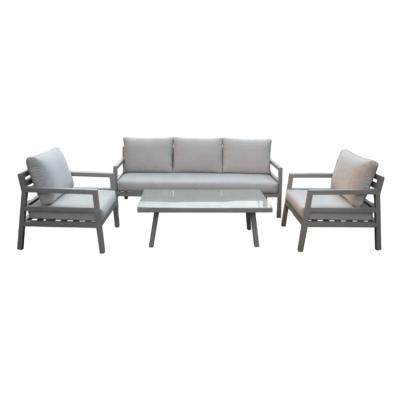 China In Stock Outdoor Patio Furniture Sofa, Aluminum Outdoor Sofa, 4pcs Aluminum Slat KD Sofa Set for sale