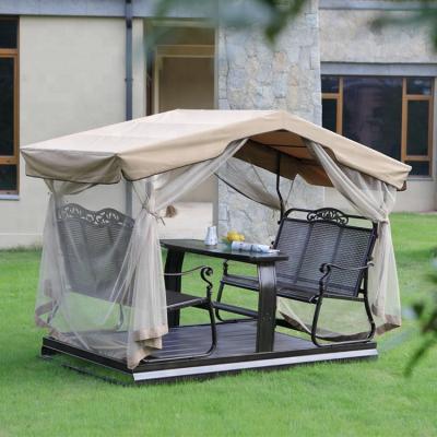 China In Stock Alu Mesh 4 Seater Garden Glider Swing Chair With Canopy for sale