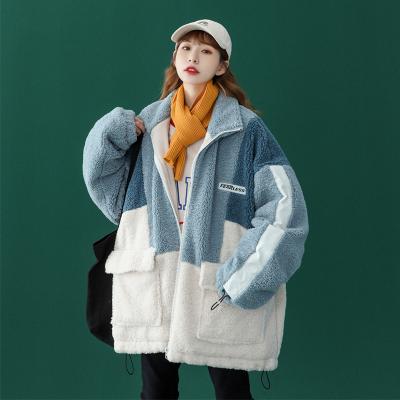 China Thick Winter Color Windproof Blocking High Collar Coats Grain Shear Euramerican Style Female Pie Tops for sale