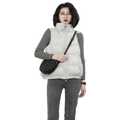 China Waterproof 2021 Autumn And Winter Zipper High Neck Sleeveless White Duck Down Short Sleeve Vest Ladies Jacket Vest for sale