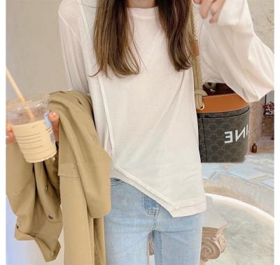 China Fashion Lady Viable Beauty Girl Soft and Comfortable Material Creative Design Cotton Clothing T-shirt Casual White Women Edge for sale