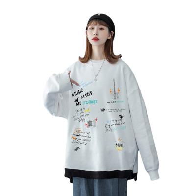 China Autumn Woman Tee Shirts Faked Anti-Pilling Ladies T-shirt Spring Two Piece Long Sleeve Pullover Loose Fit Women T-shirts for sale