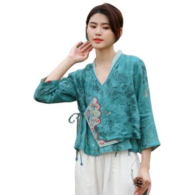 China 2021 spring new cheap custom made V neckline hot sale long sleeve printed shirt breathable for sale