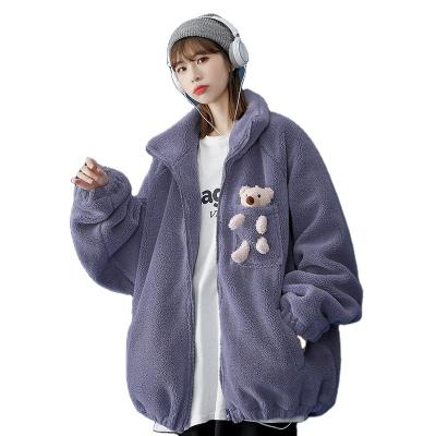 China Winter Waterproof Casual Sale Women's Polyester Fiber Fleece Puffy Cardigan Zipper Coat for sale