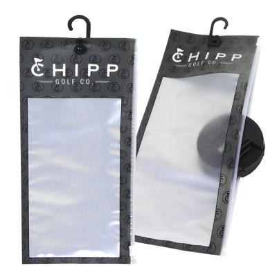 China Disposable custom printed ziplock plastic poly garment packaging bag with hook hanger hanging bag for sale