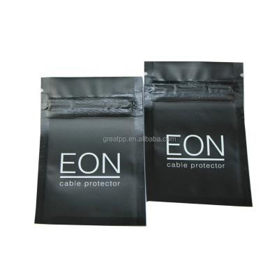 China Custom Barrier Label Printed Matte Black Cable Packing Small Zip Lock Baggies for sale