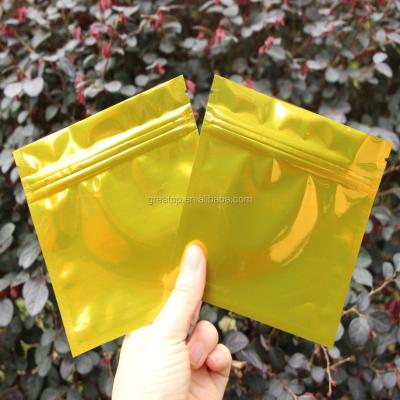 China Custom Barrier Label Printed Gold Small Size Zip Lock Small Packaging Aluminum Foil Bags for sale