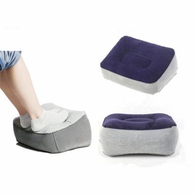 China Square Anti-Static Comfortable Foldable PVC Flocking Portable Inflatable Foot Rest Pillow For Travel, Office And Home for sale