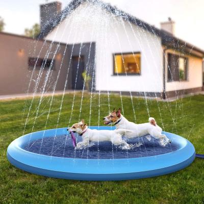 China For Pet Swimming 2022 Upgraded Water Spray Pad Thicken 170*170Cm Pet Sprinkler Pad Play Cooling Mat for sale