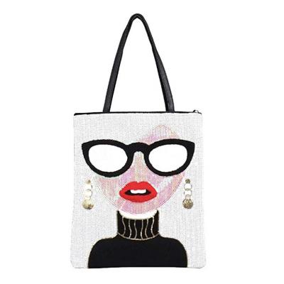 China Lightweight Versatile Wholesale Sequin Printing Handbag Fashion Tote Shopping Leather Bag Characters Bag for sale