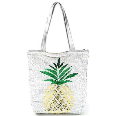 China Practical Waterproof Square Pineapple Sequin Fabric PU Shoulder Bag Laptop Drawstring Soft Shiny Printed Backpack for sale