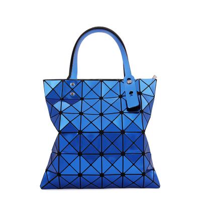 China Fashionable Hot Selling Waterproof Geometric PU Leather Portable Fold Diamond Long Handle Tote Bag Woman Handbag for sale