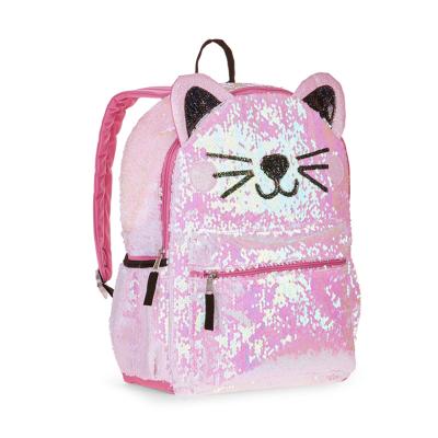 China Details Wholesale Anti-theft Reversible Bag Kitty Design 3D Sequin Backpack Normal Bag for sale