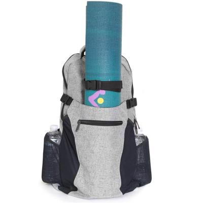 China Fashion Customized Lightweight Gray Multi Purpose Hidden Compartment Yoga Mat Bag Backpack for sale