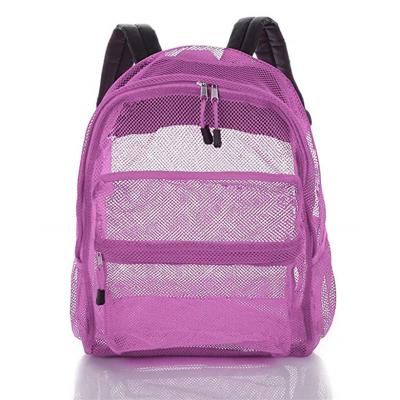 China Clear Vision Air Mesh Waterproof Lightweight Purple School Pocket Backpack Traveling Bag for sale