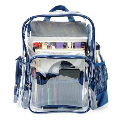 China Waterproof Promotion Light Weight Clear Transparencies See PVC Backpack With Reinforced Bottom for sale