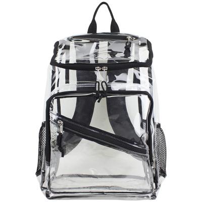 China Wholesale Hot Selling Heavy Duty Waterproof PVC Two Pockets School Outdoor Clear Backpack for sale