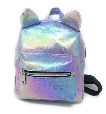 China Lovely Rainbow Anti-theft Mini Backpack Holographic Waterproof PU Leather Travel Bag for sale