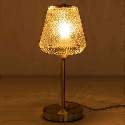 China Wholesale Beautiful Factory Fashion Home Metal Bedside Decorative Lamp Body Transparent Glass Table Lamp for sale