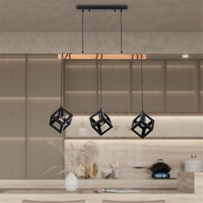 China Beautiful Modern Metal Lamps 3 Light Metal Lamps Restaurant Hotel Decoration Home Square Pendant Light for sale