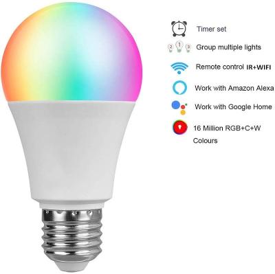 China Indoor Smart Bulb 9W, Multicolor WiFi LED Bulb E27, Dimmable IR Control Wireless wifi smart bulb to light works with alexa for sale