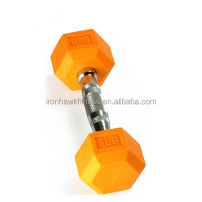 China Dumbbell IronHawk Rubber Covered Dumbbells Quality Colored Weightlifting Dumbbells Rubber Coated Dumbbells for sale