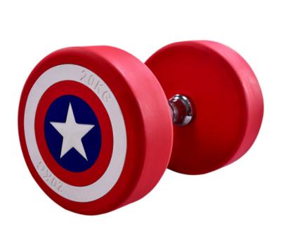 China Dumbbell factory direct sales America rubber covered captain PU Rubber Dumbbell places in weightlifting for sale