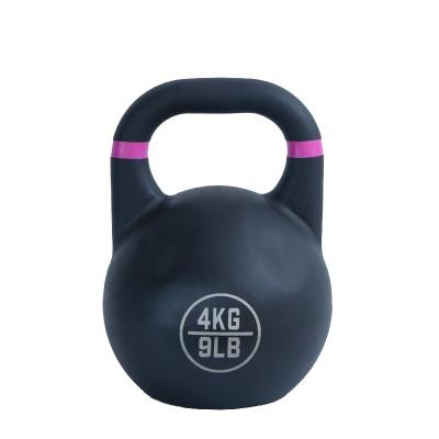 China Universal High Quality Powder Coated Competition Kettlebell Steel Style Matte Black With Color Circle for sale