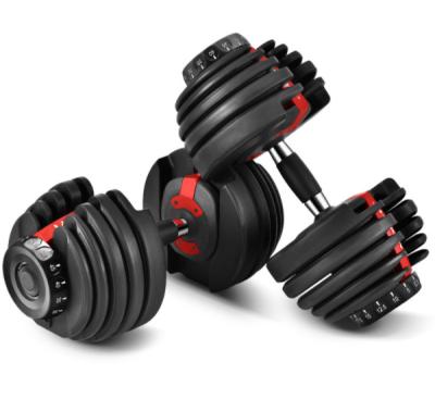 China 24kg Adjustable Dumbbell Rubber Covered Dumbbell Set for sale