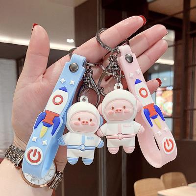 China Custom Lead Chained Piglet Llaveros Kawaii De PVC Promotion.Advertising.Gift.Decoration Logo Cartoon Space Pig for sale