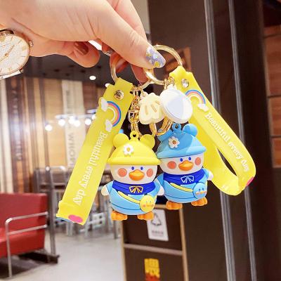 China Tender Promotion.Advertising.Gift.Decoration Hot Anggege Duck Of Lovers Custom Rubber Keychains Hyaluronic Acid Yellow Duck PVC Rubber Key Chain for sale