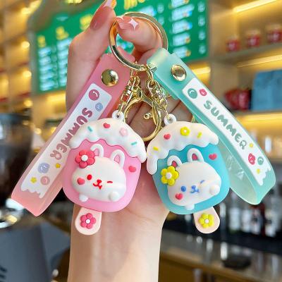 China Promotion.Advertising.Gift.Decoration Cream Cute PVC Rubber 3d Key Chains Llaveros Best-selling Cartoon Rabbit for sale