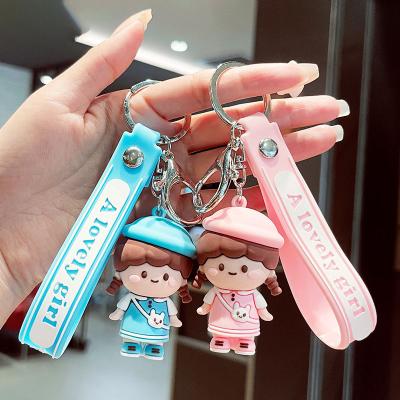 China Factory Direct Cute Girl Satchel Key Chain Rubber Custom Cartoon Llaveros Kawaii De PVC Promotion.Advertising.Gift.Decoration for sale