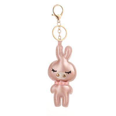 China Promotion Souvenir Gift Fashion Personalized Accessories Cute Genuine Leather Handmade Cartoon Pig Key Chain Pu Pig Key Chain for sale