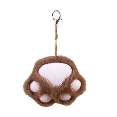 China Bag Car Pendant Accessories Shapes Plush Cat-Protection Key Chains Bear Paw Custom Pompom Key Chain for sale