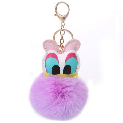 China Hot Selling Llavero De Pom Pom Chains For Handbag Charm Duck Plush Key Cartoon Bag Car Pendant Accessories for sale