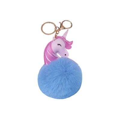 China Bag Car Pendant Accessories Cartoon Unicorn Joltik Plush Pom Pom Fast Delivery Key Chains Fox Plush Key Chain Animal for sale