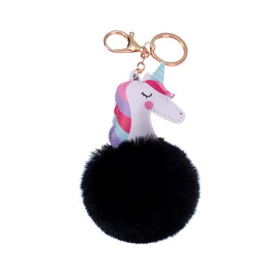 China Pendant Bag Car Accessories Tending Hot Cartoon Unicorn Joltik Plush Key Chains Holder Car Key Ring For Woman for sale