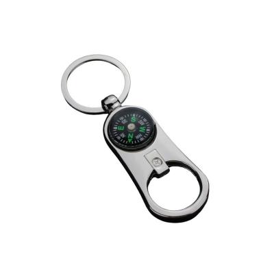 China Multi-function Laser Logo Custom Key Rings Promotion Gift Factory Supply Compass Bottle Opener Metal Key Chains for sale