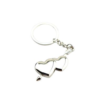 China Promotion Gift Fast Delivery One Arrow By One Heart Llaveros De Metal Custom Logo Couple Key Chains Laser for sale