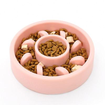 China New Tableware Puppy Food Bowl Anti Choking Silicone Pet Slow Food Sustainable Anti-Skid Bowl for sale