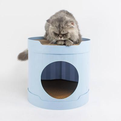 China Partially Enclosed Villa Folding Breathable Four Seasons Cat Bed Pet Room Cat Nest Scratch Board Tent for sale