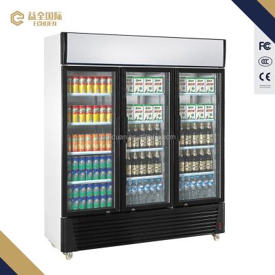 China Hot Sale Single-temperature 1300L Supermarket Upright Display Freezer Glass Door Refrigerator for sale