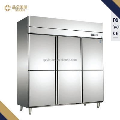 China COMPRESSOR 1600L Stainless Steel Commercial Fridge And Freezers 6 Doors Coolers And Fridges for sale