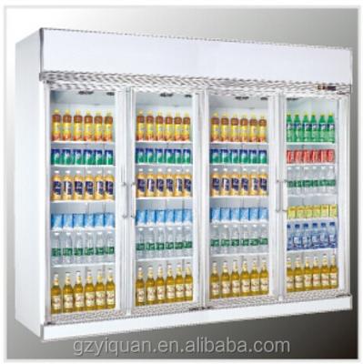 China Single-Temperature 4 Side 4 Doors Supermarket Glass Display Fridge, Upright Beverage Display Cooler, Cold Drinks Showcase for sale