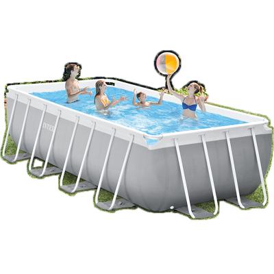 China INTEX 26792 Rectangular PVC Steel Frame Pool Set Above Ground Metal Frame Pool For Outdoor Backyard Garden Pool for sale